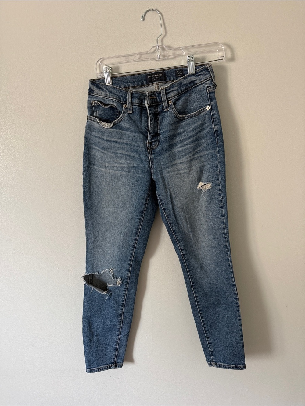 Lucky Brand Women's Skinny Ripped Mid-Rise Ankle Blue Jeans